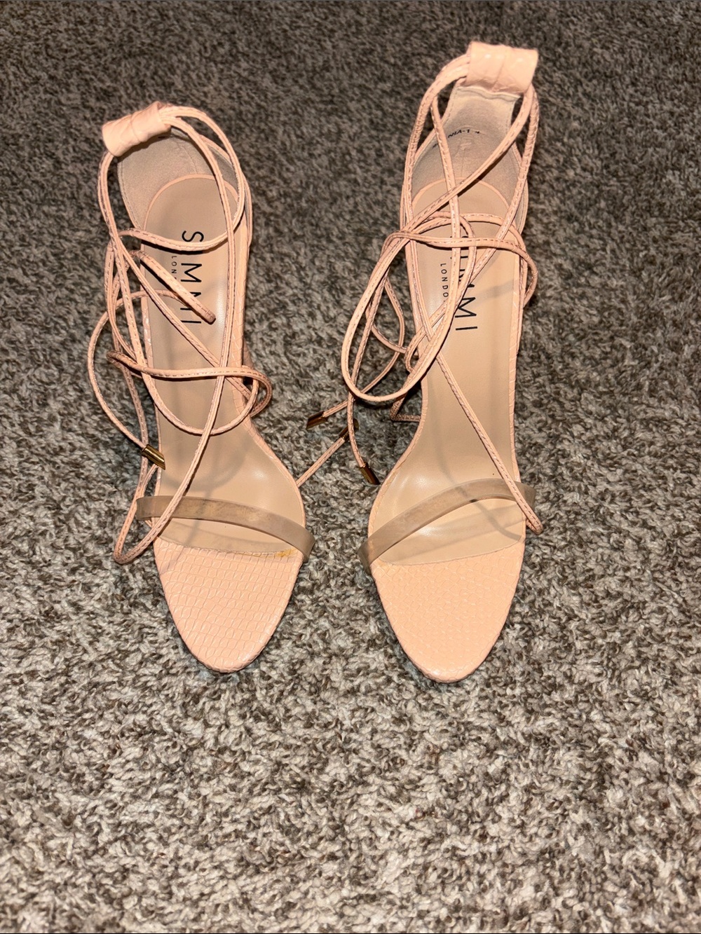 SIMMI London Blush Lace-Up Stiletto Sandals